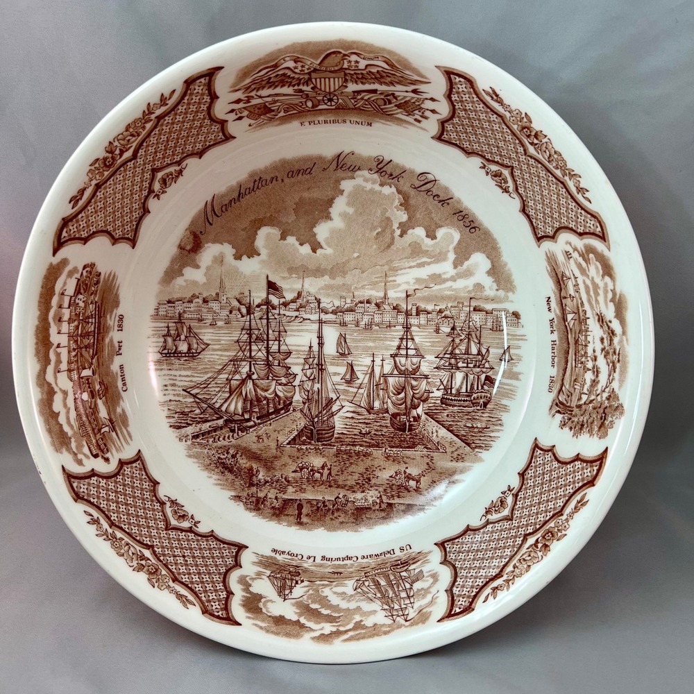 Alfred Meakin Fair Winds Bowl 10in Brown Excellent Historical Maritime